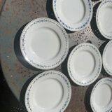 8 assiettes plates à motif de fleurs bleues faïencerie niderviller moselle france art déco