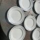 8 flat plates with blue flower pattern earthenware niderviller moselle france art deco