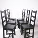 Set of 6 black brutalist chairs in solid oak