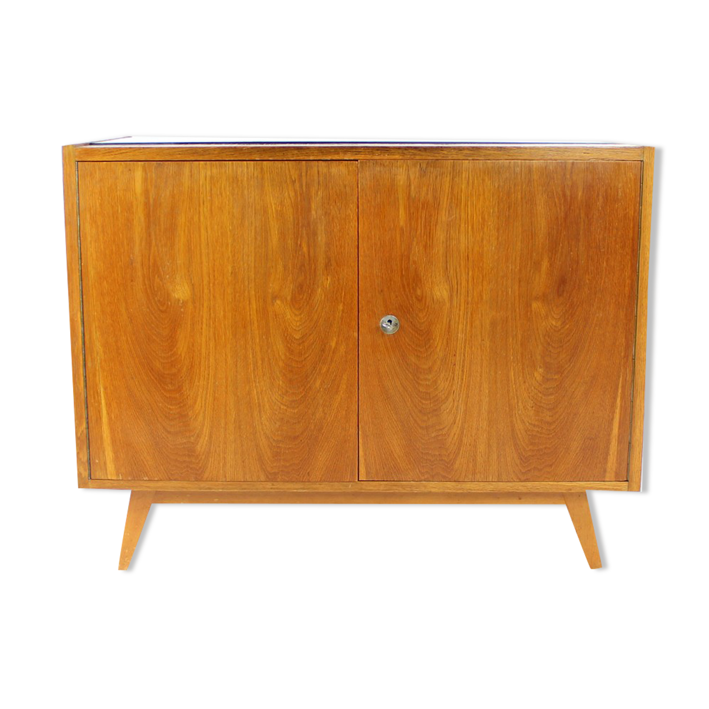 Buffet en chêne et verre noir, Tchécoslovaquie années 1960