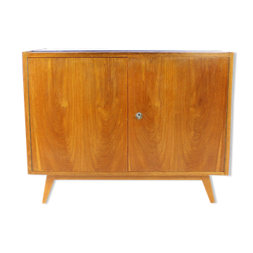 Buffet en chêne et verre noir, Tchécoslovaquie années 1960