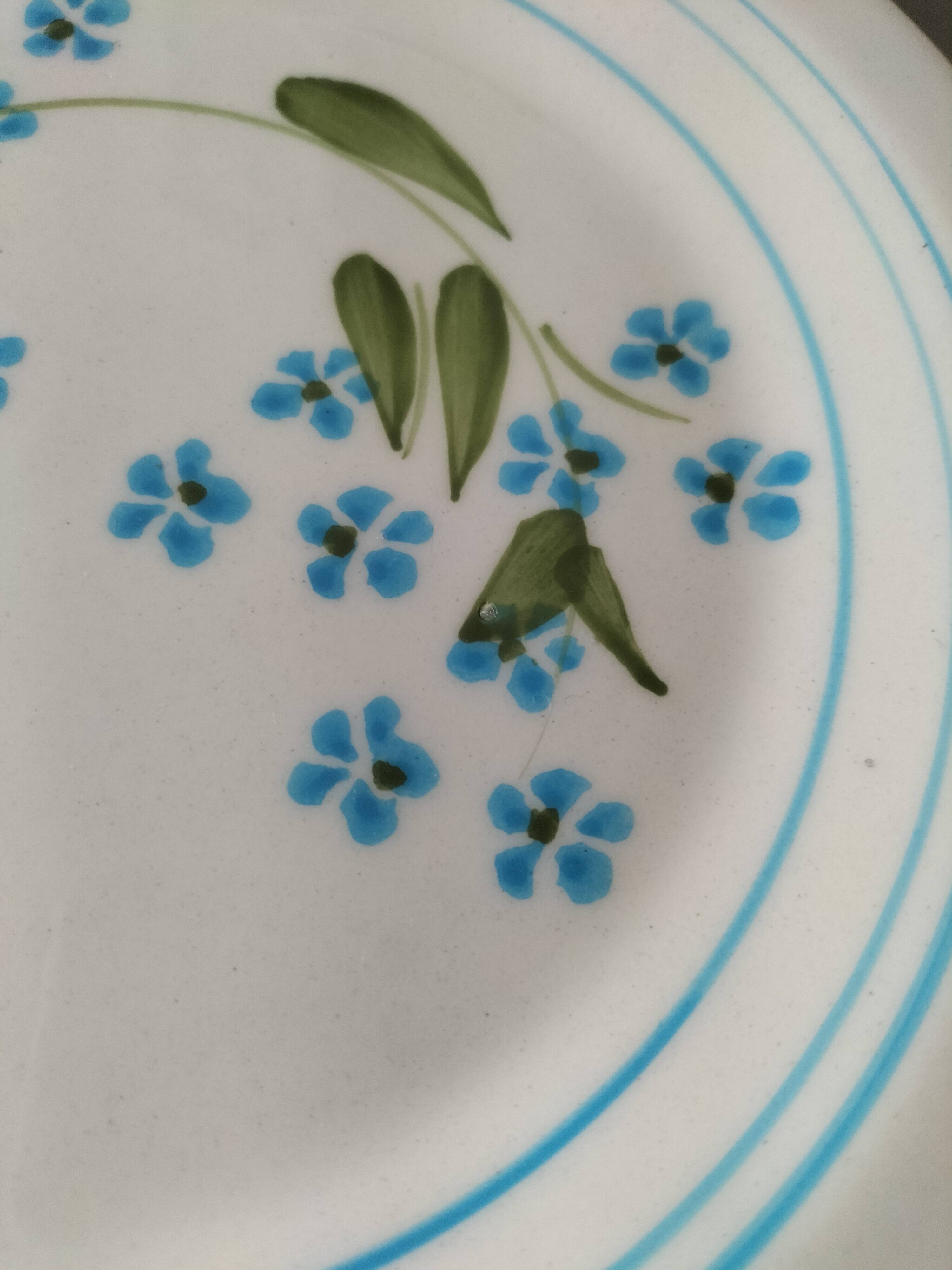 6 assiettes à dessert vintage Quadrifoglio italiennes décor myosotis