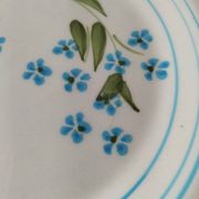 6 vintage Italian Quadrifoglio dessert plates with forget-me-not decoration.