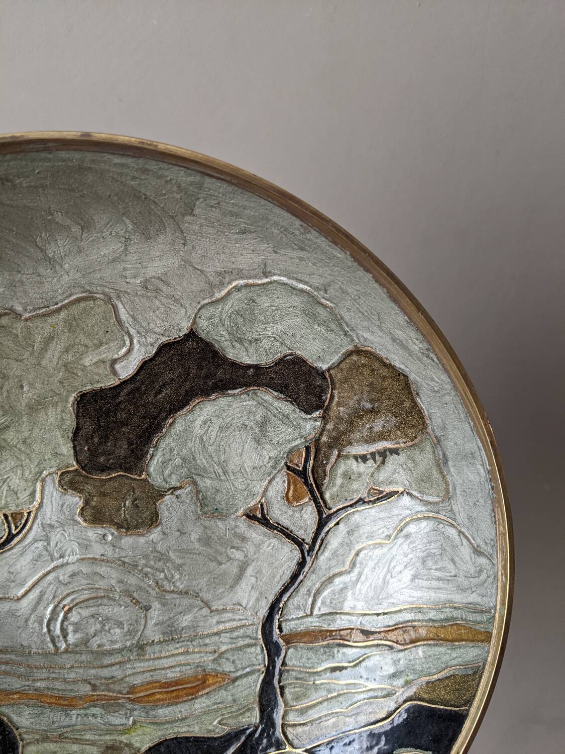 Vide poche laiton cloisonné décor peint à la main laiton émaillé