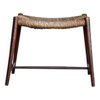 Scandinavian stool in straw and wood