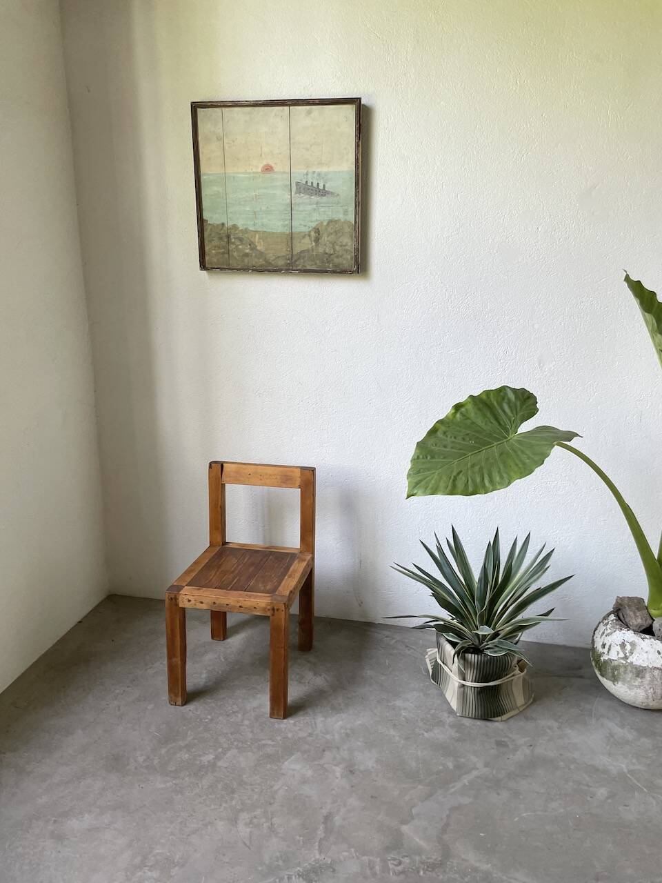 Brutalist pine chair