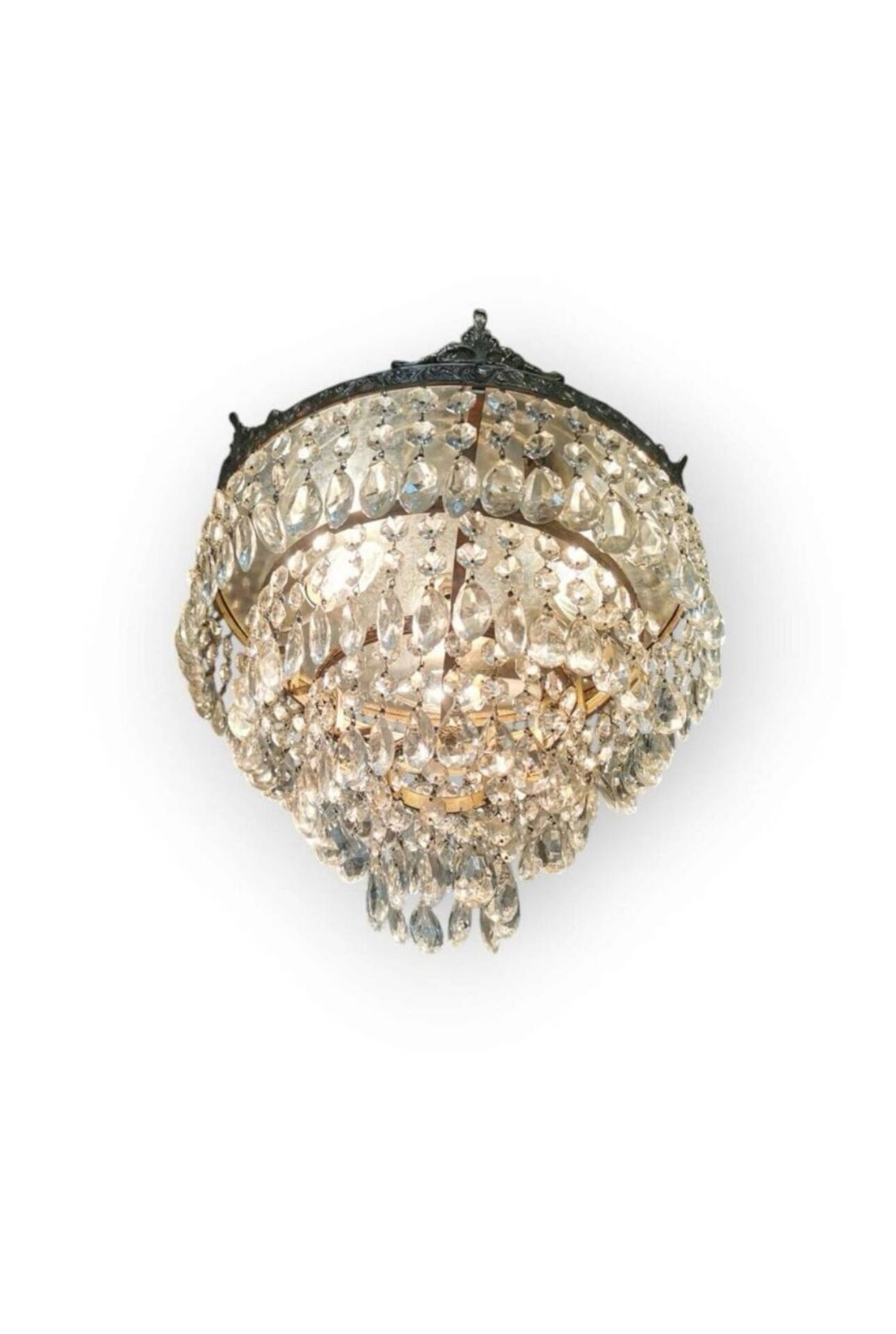 Bronze and Crystal Ceiling Light