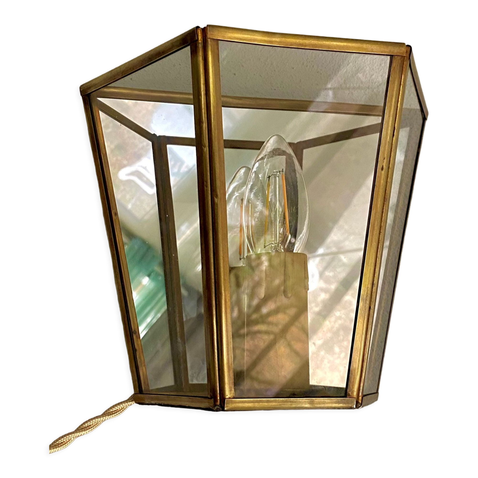 Brass wall lamp, mirror 50s