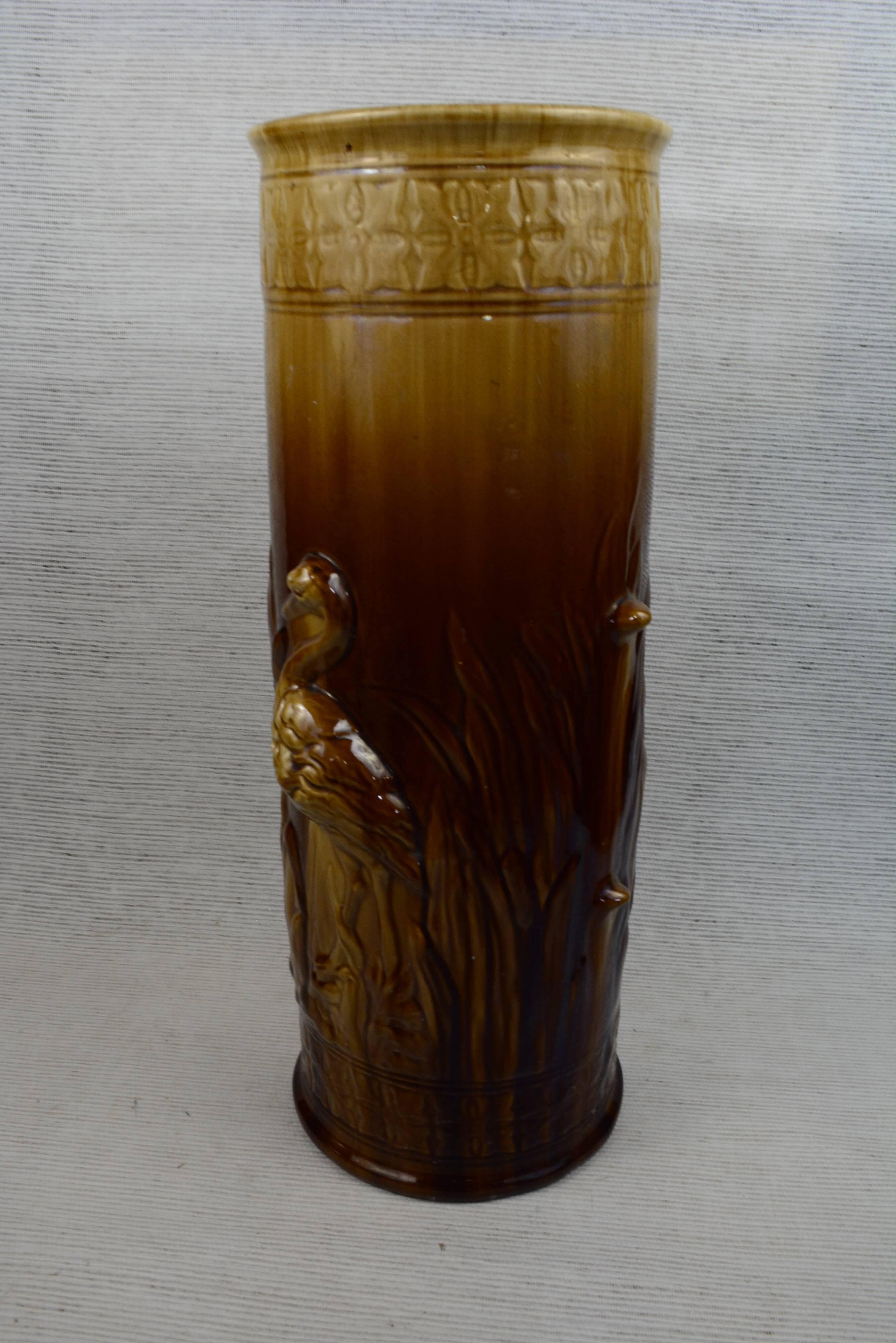 Art Nouveau slip ceramic umbrella stand