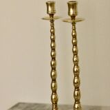 Pair of mid-century Swedish brass candle holders