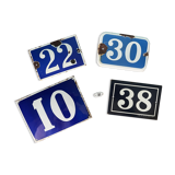 Enameled metal license plates, antique house numbers for retro decor