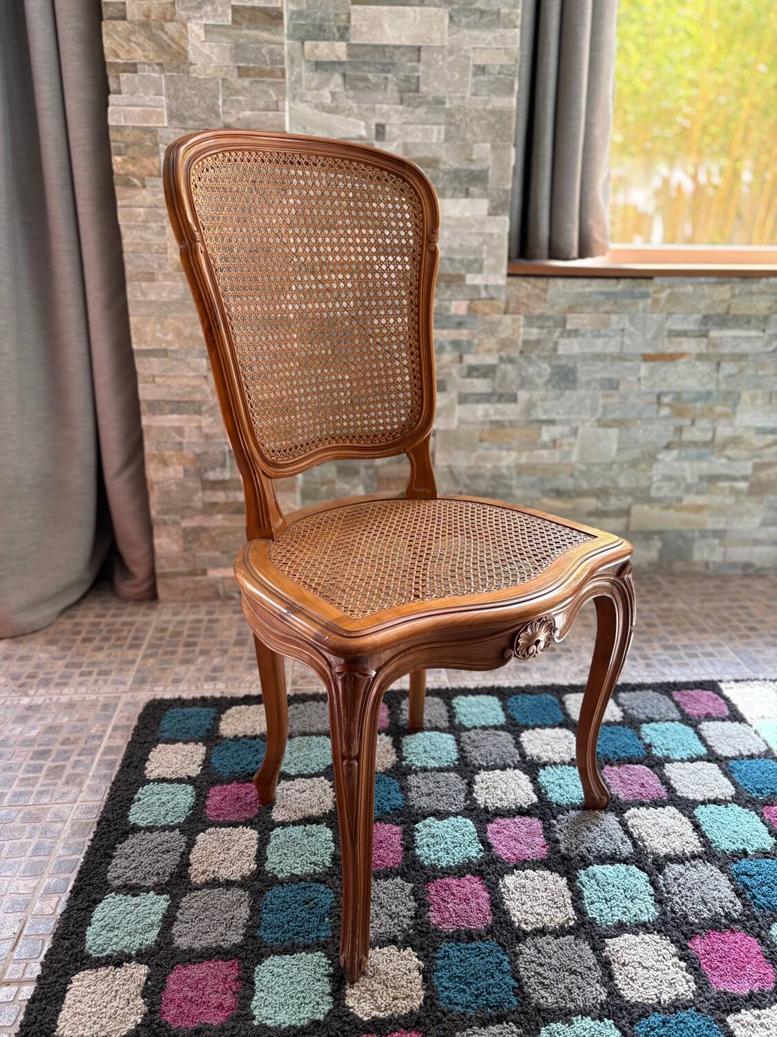 Wooden and rattan chairs