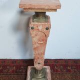 Colonne haute en marbre rose et bronze style Louis XVI