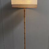 Bamboo look floorlamp large white shade