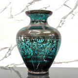 American Art Deco Vase in Glass and Silver Overlay, 1930s