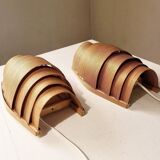 Vintage Danish pine wall lamps, 1960s, set of 2