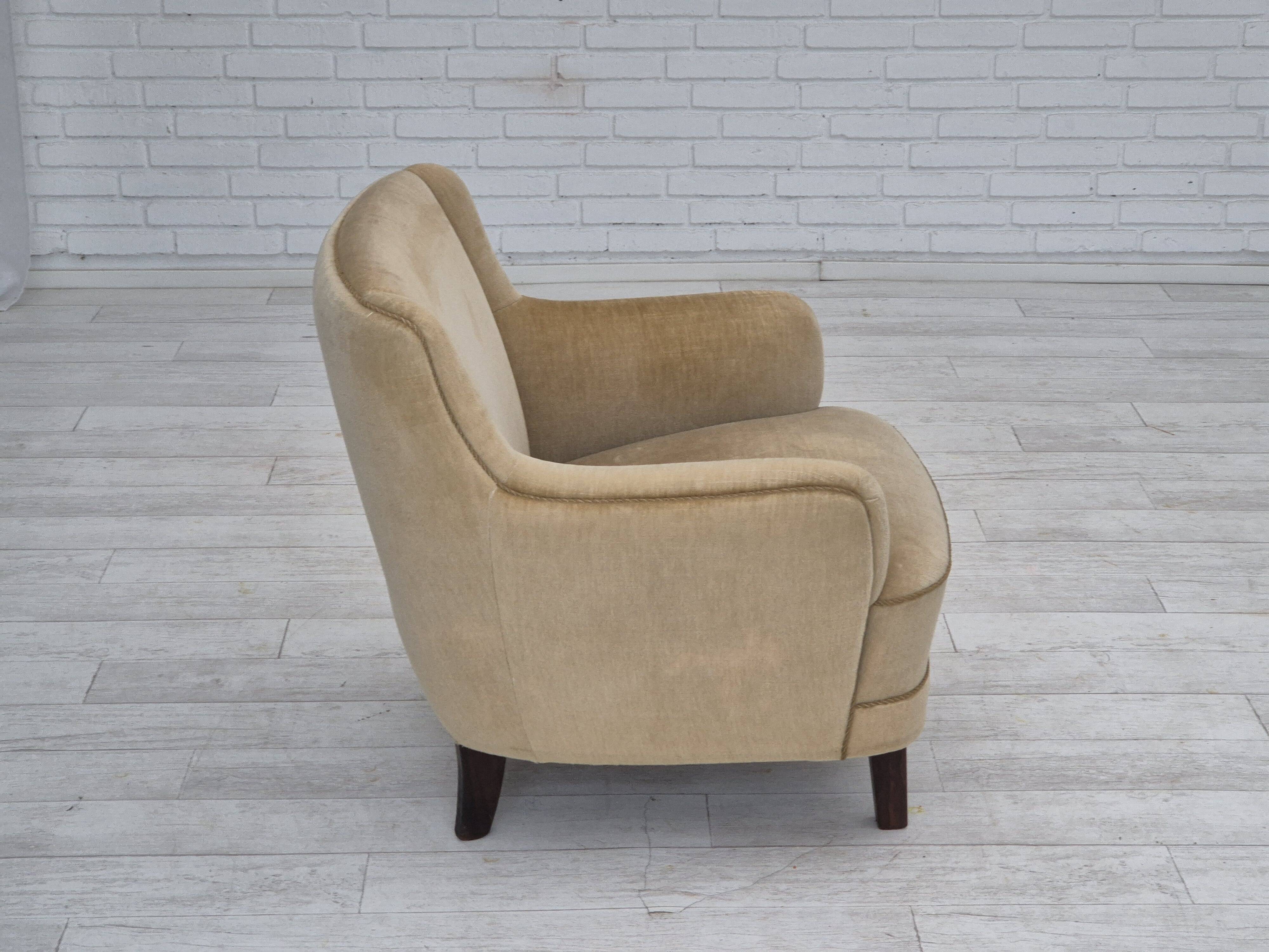 1970s, Danish lounge chair, original condition, furniture velour.
