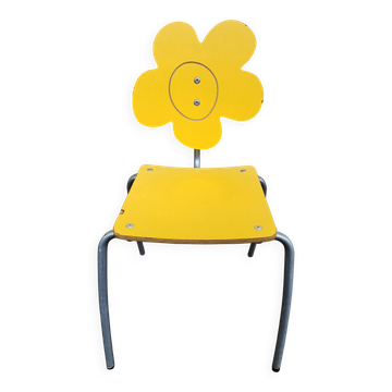 Vintage design children's chair - Agatha Ruiz de la Prada x Amat - Yellow and grey