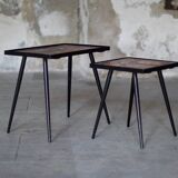 2 nesting varnished ceramic coffee tables - the brothers jean & robert cloutier 1950