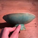 Coupe sur pied en céramique émaillée verte