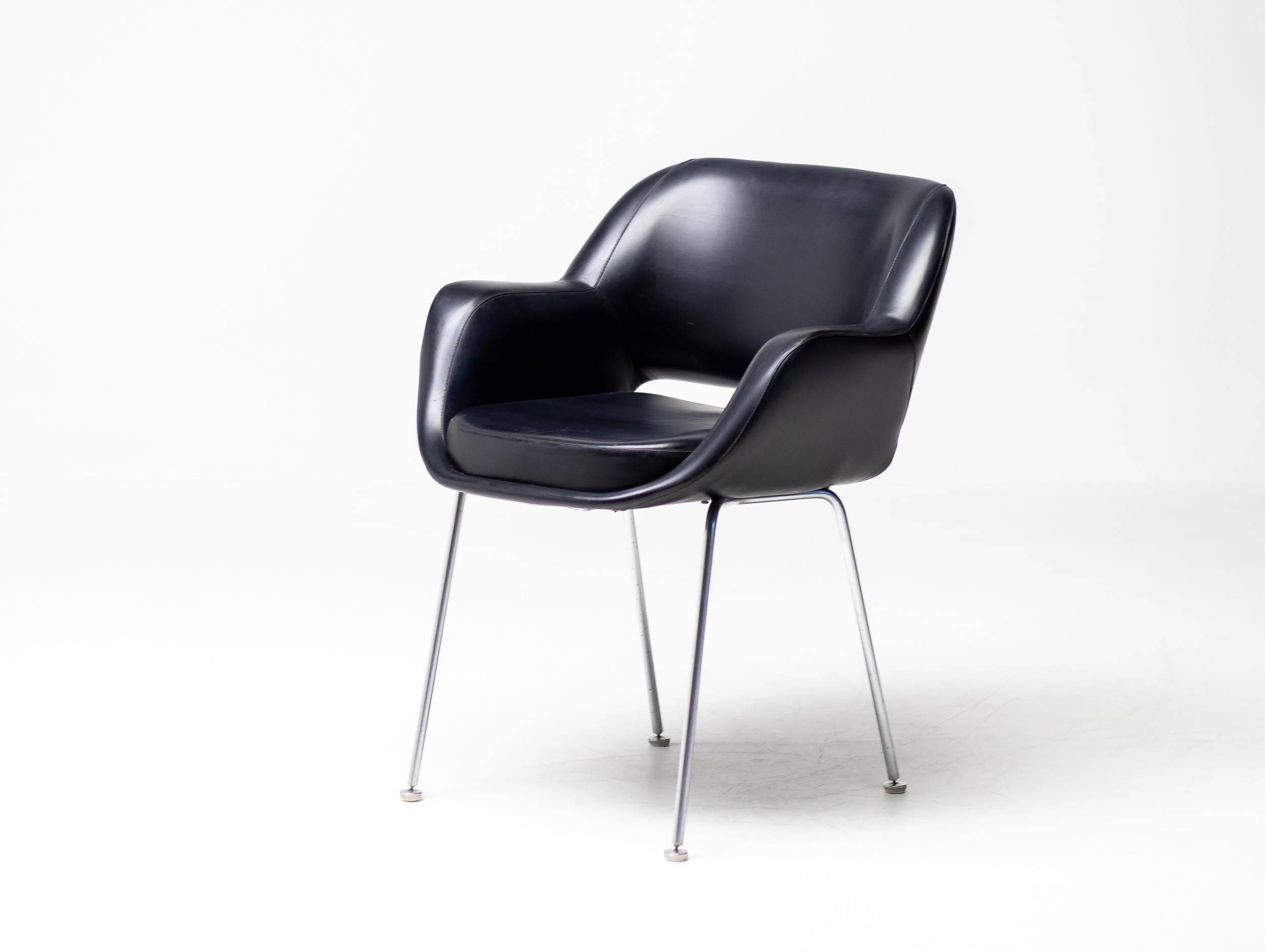 Kilta chair in black Naugahyde by Olli Mannermaa for Martela Oy, Finland, 1960