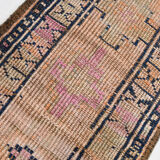 Pale orange & navy blue vintage runner rug 78x357cm