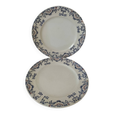 Pair of ironstone plates from Onnaing – blue and red decoration, 19th century