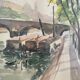 Old watercolor, the Pont Marie Paris