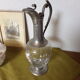 Tin ewer and vintage molded glass
