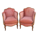 Paire de bergeres anciennes de style louis xv