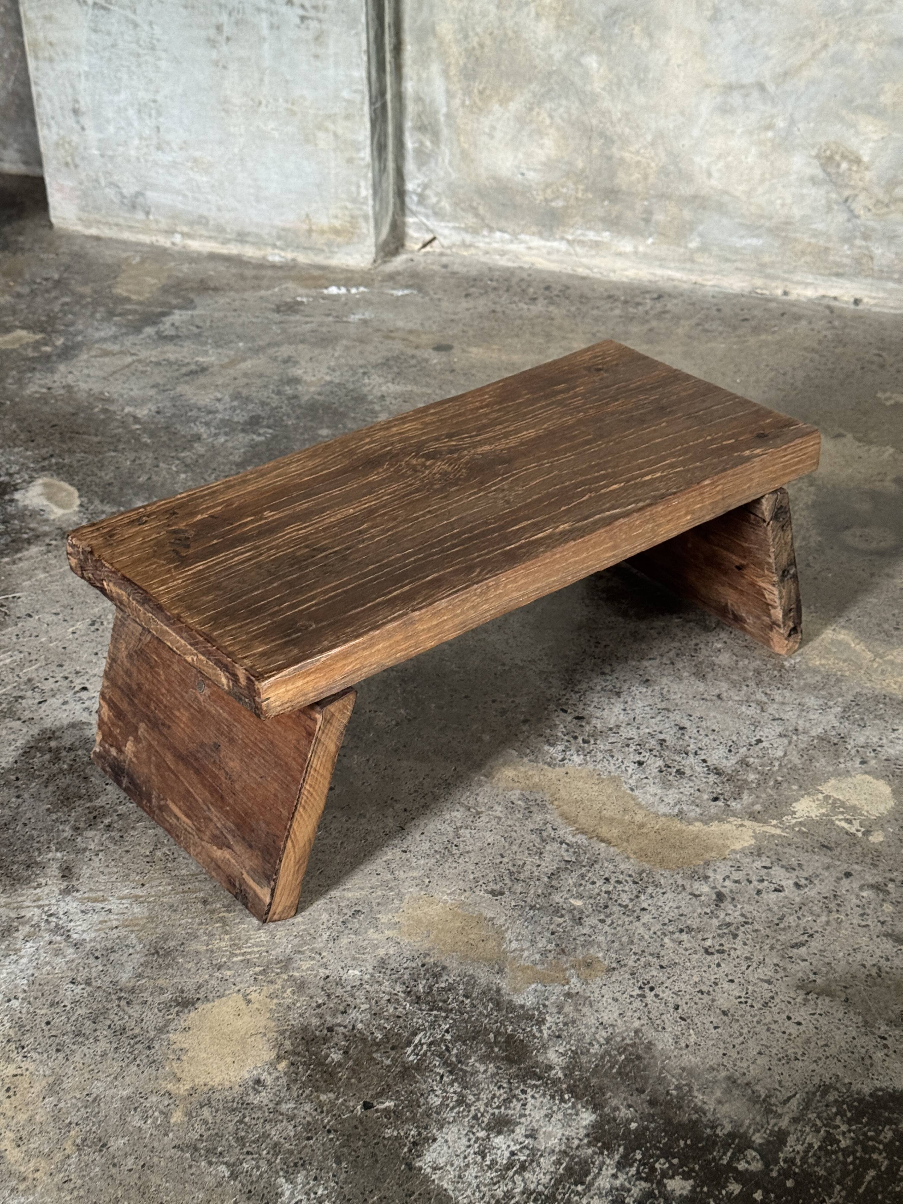 Small low bench in old teak from Indonesia H16 L39