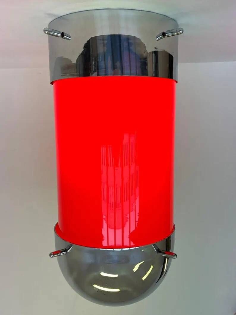 XXL Midcentury Hotel Design Ceiling Lamp, Flushmount, 1970s - Czechoslovakia