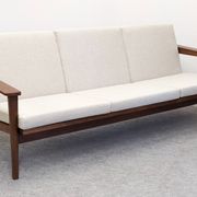 Scandinavian style three-seater sofa in teak, France circa 1950.