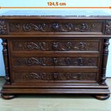 Walnut Commode by P. Guinand-Leglas, Renaissance style – 1920