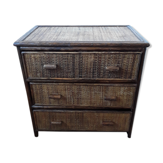 Commode en rotin vintage