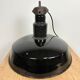 Industrial midcentury black enamel factory lamp, 1950s