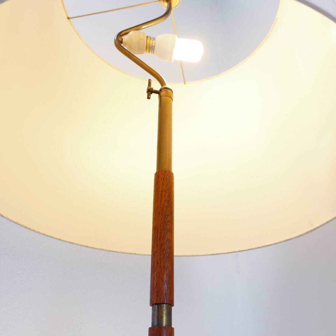Mid-Century teak and brass floor lamp, Denmark, 1960s