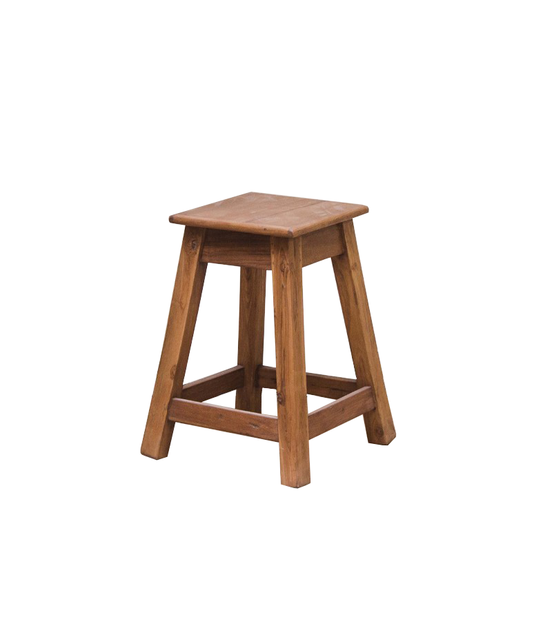 Vintage wooden stool square seat