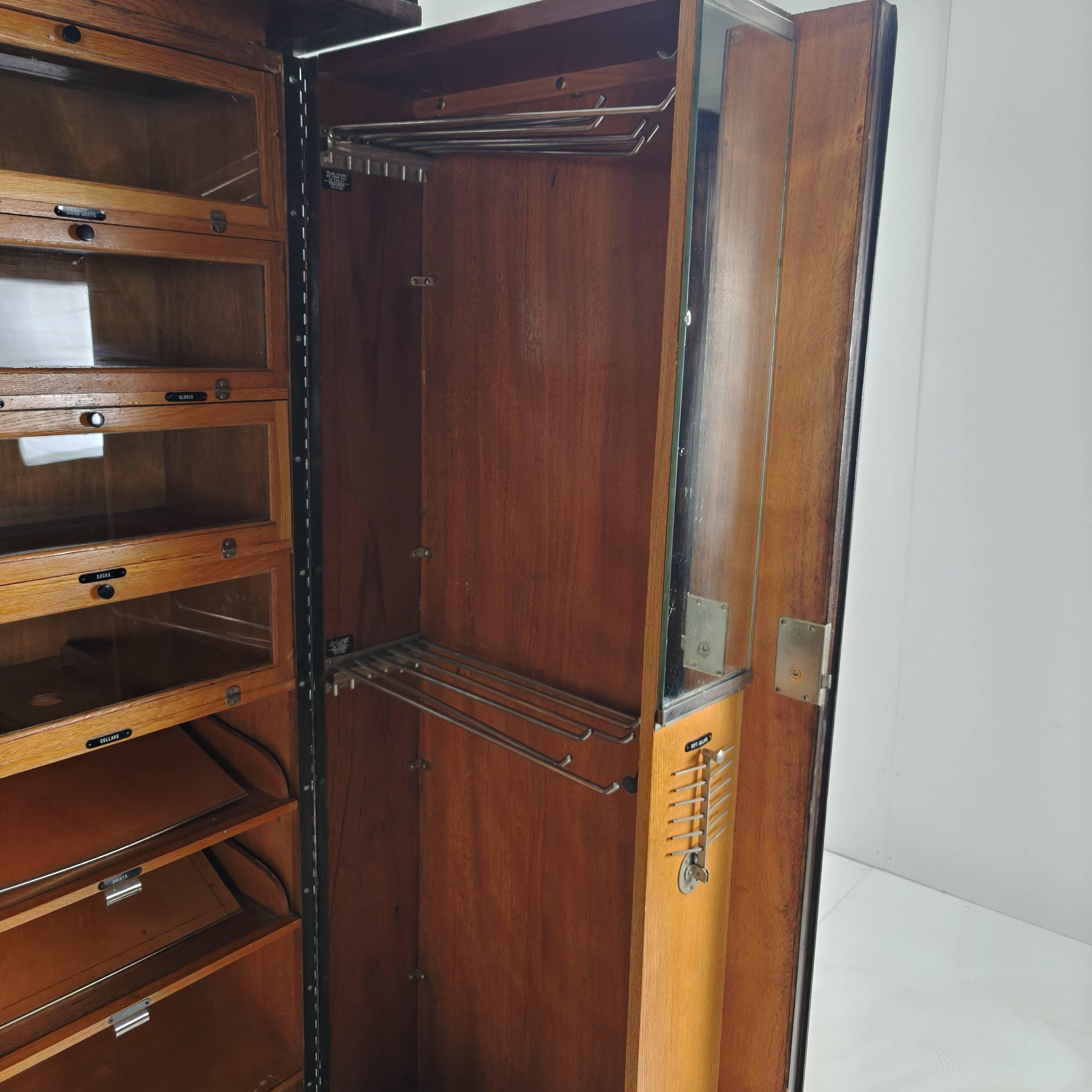 1920s Mahogany and Oak Compactom Ltd Gentleman’s Wardrobe