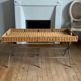 Rattan tray folding table