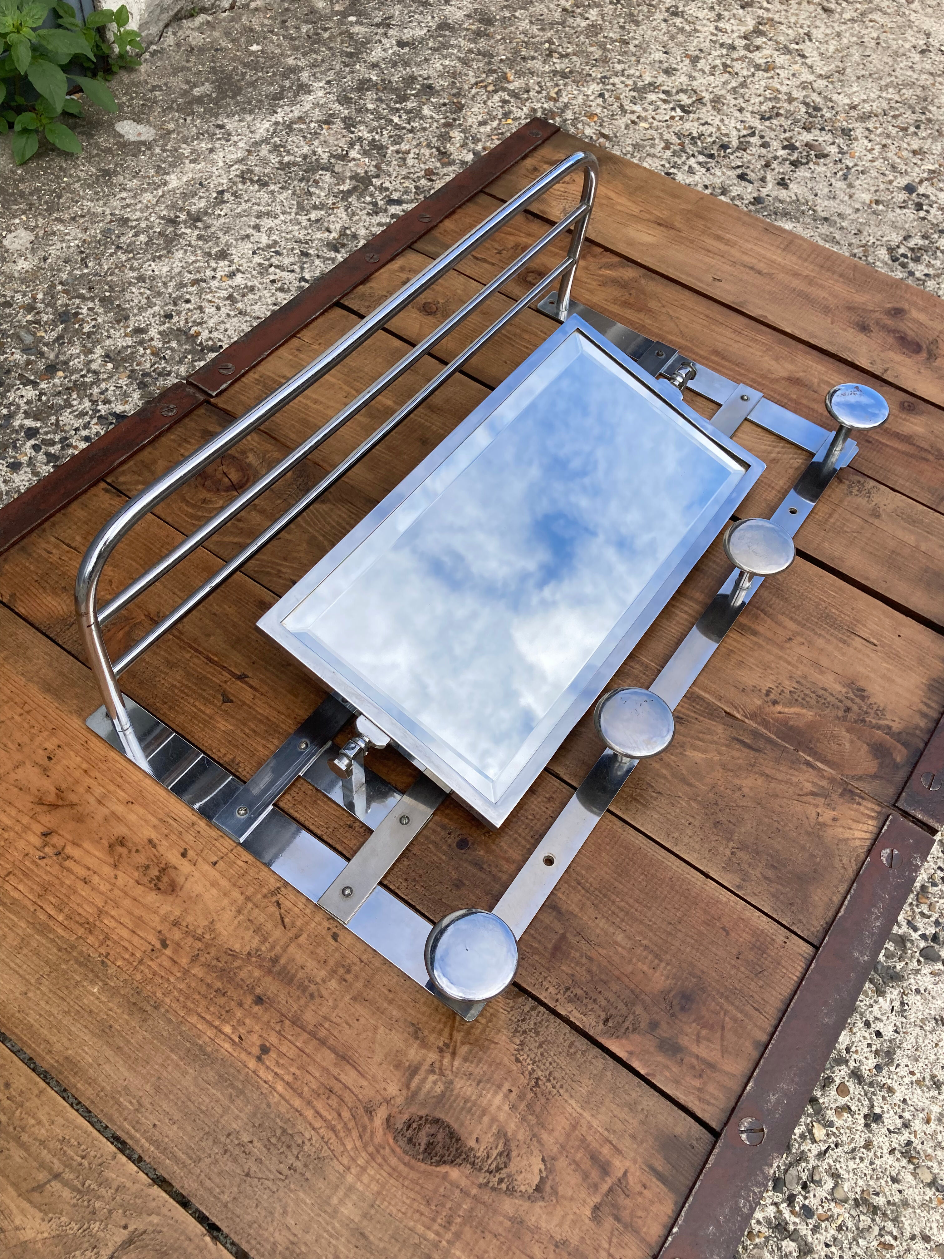 Wall coat rack / 50s chrome cloakroom