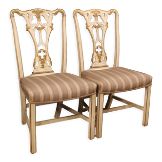 Pair of lacquered and gilded Italian chairs