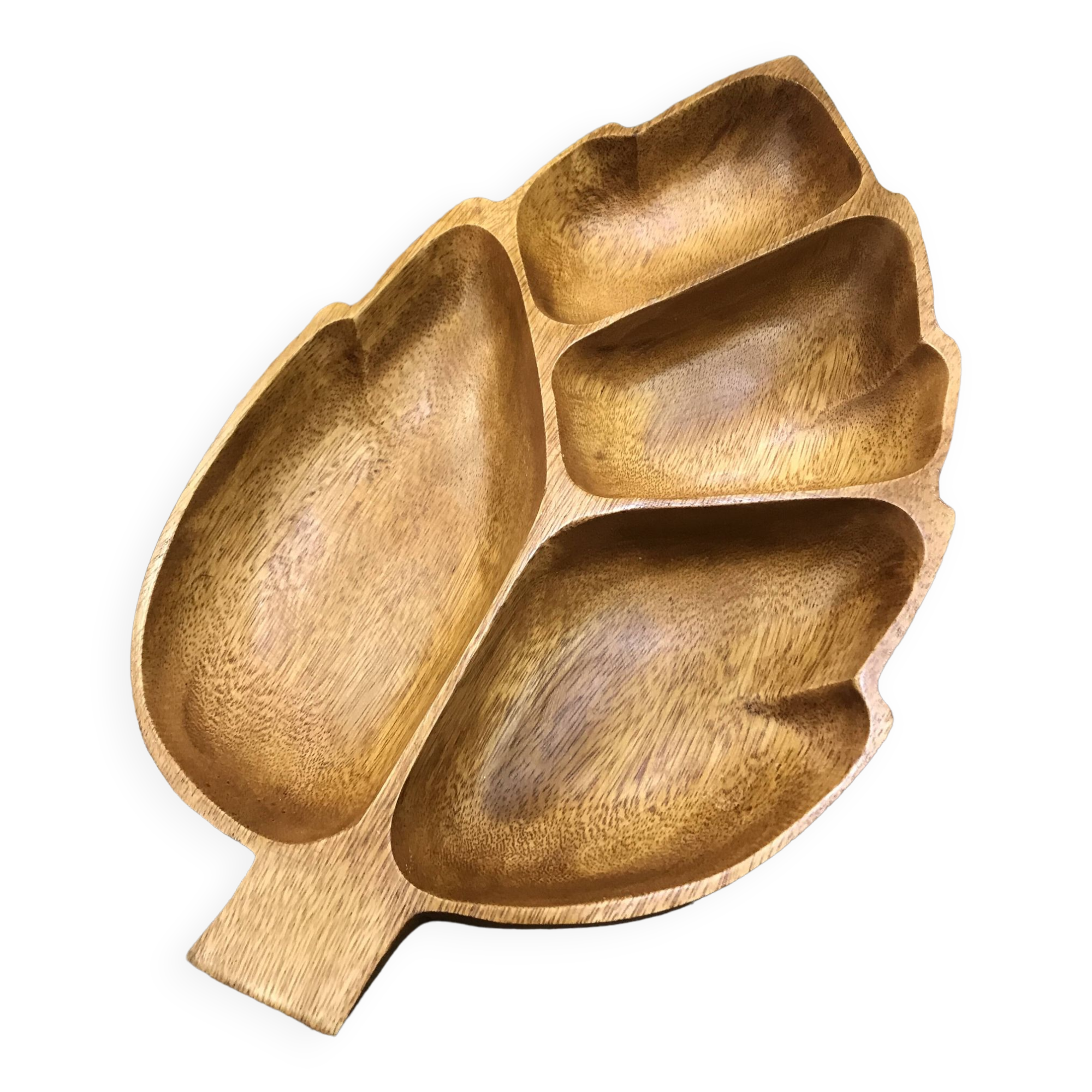 Acacia wood leaf serving dish