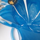 Murano white crystal vase with blue flower
