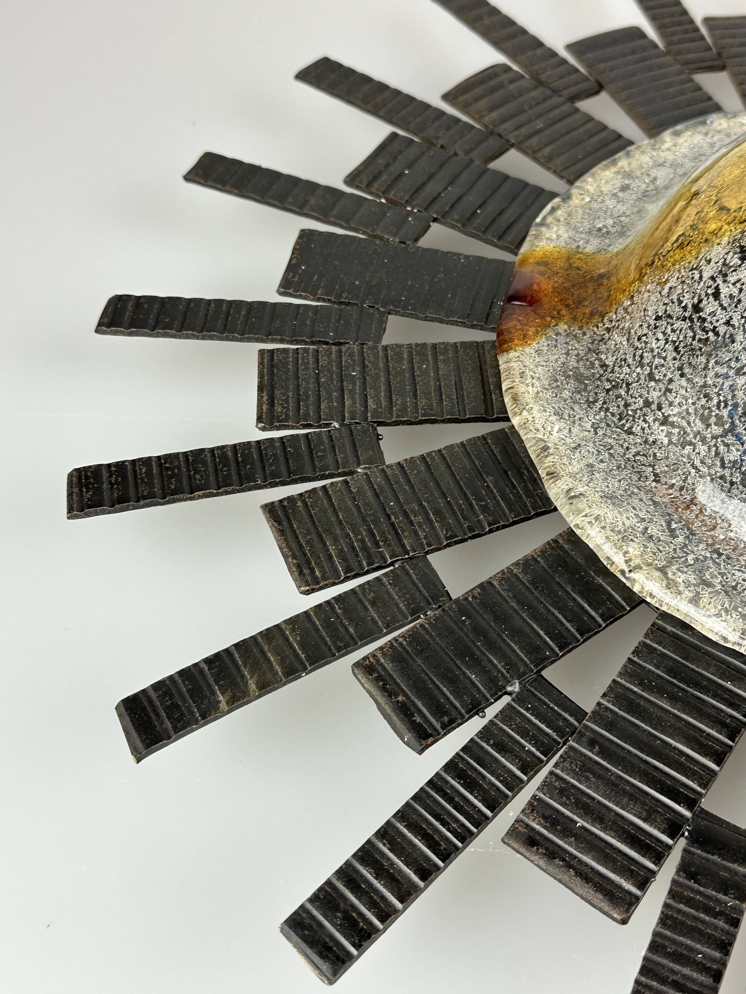 60s 70s Brutalist wall lamp wall light iron & glass by Honsel Leuchten