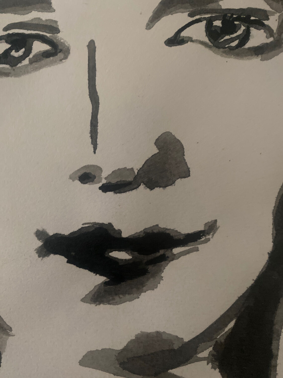 Contemporary portrait of a woman in ink