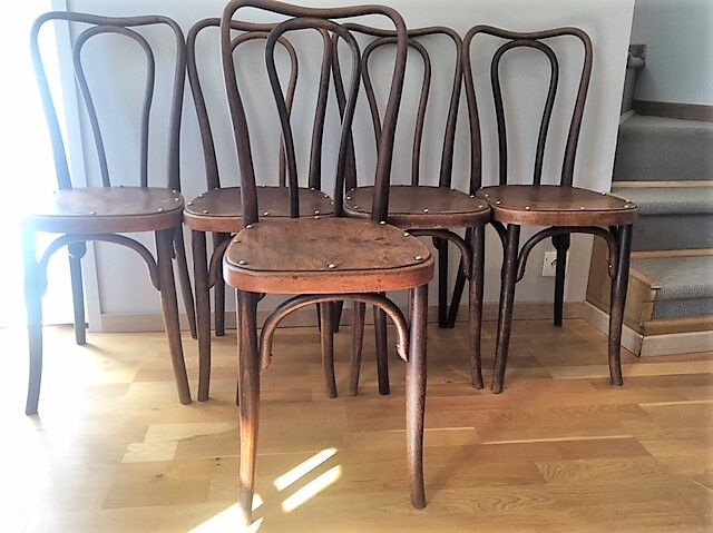 5 chairs bistro J & J Kohn with label and stamp circa 1900