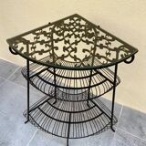 Etagère d'angle en fer forgé vintage