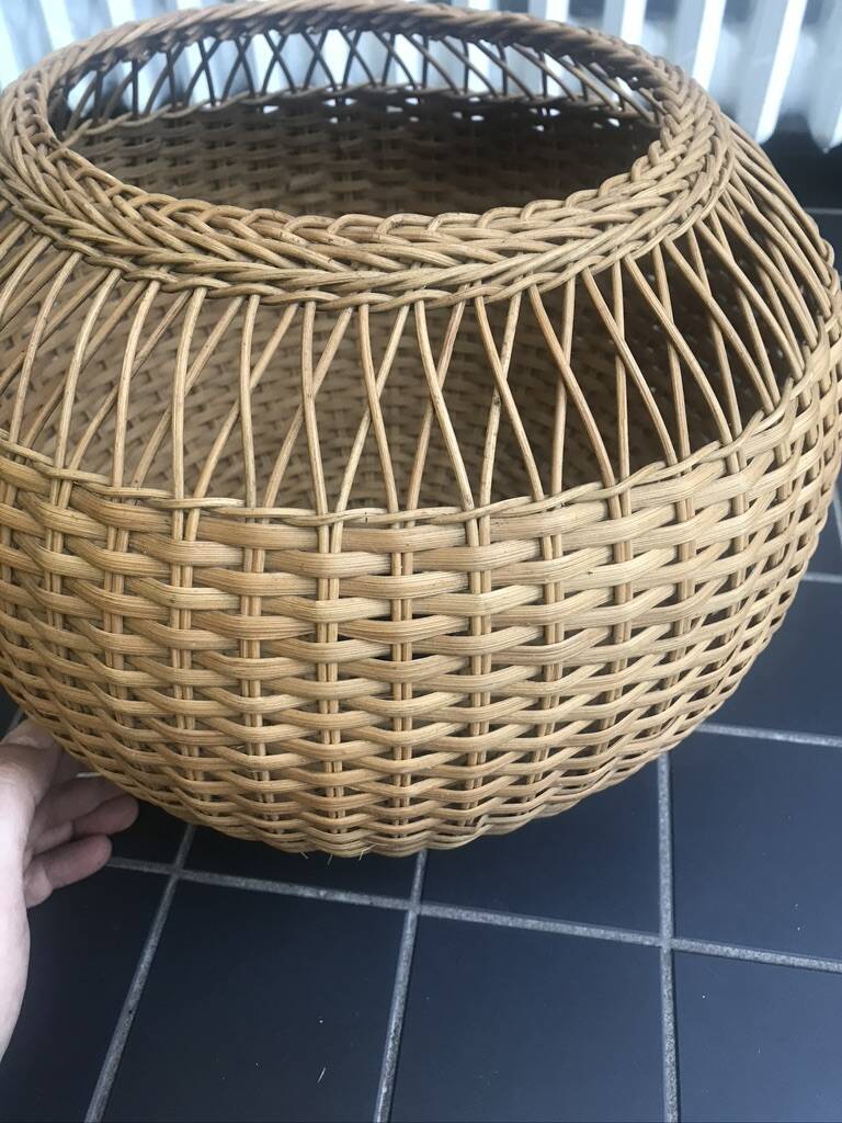Rattan chandelier suspension old vintage craftsmanship 1960