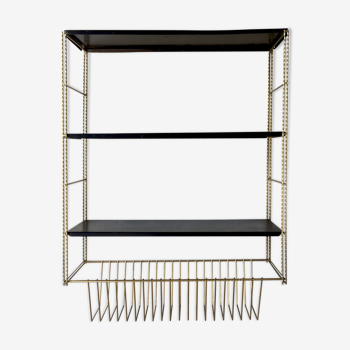 String wall shelf with golden pan